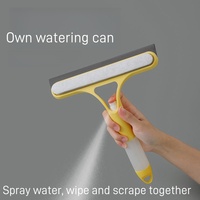 Brosse de nettoyage de vitres de voiture à jet d'eau avec raclette de douche et manche en caoutchouc de silicone PP pour salle de bain et sols