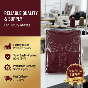 Burgundy Modest Maxi Dress for Women Beaded Party OEM - Product Image 6