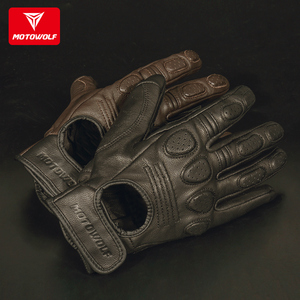 Guantes Retro de moto de cuero sintético transpirable deportivo de protección de manos motodolf - Product Image 1