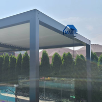 Pergola bioclimatique motorisée pour jardin extérieur, pergola en aluminium avec toit à lamelles réglables