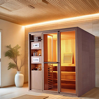 Sunrans Sauna Uap Inframerah Jauh Kayu Hemlock Solid Modern untuk 2 Orang dengan Panel Kontrol Layar Sentuh dan Garansi 2 Tahun