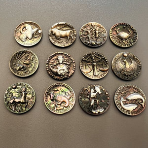Colgantes de Concha de Nácar Tallados en Negro, Amarillo y Blanco con 12 Constelaciones y Santos Patrones, Accesorios de Joyería Personalizados Semiterminados para Collares DIY - Product Image 6