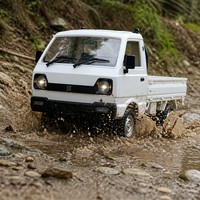 Voiture RC 4x4 Mini Pick-up 2,4 GHz Télécommandée Kei Truck Tout-Terrain Blanc ABS+Métal Lumières LED Échelle 1:10 Prête à l'emploi Chargeur Inclus