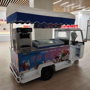 아이스크림 트라이크 5-승객을위한 새로운 오픈 바디 전기 3 륜 푸드 트럭 스낵 카트 냉장 모바일 노점 - Product Image 4