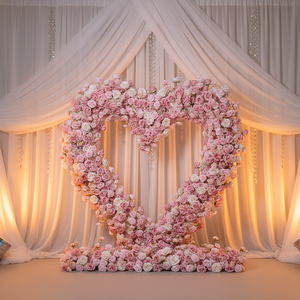 Arco Nuziale con Sfondo a <span class=keywords><strong>Cuore</strong></span>, Parete Floreale e Design Floreale Artificiale - Product Image 2