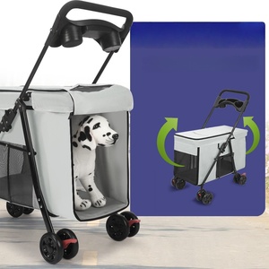 Carrito Plegable Transpirable de Malla para Mascotas, Perros Pequeños y Medianos, Gatos, para Paseos al Aire Libre - Product Image 5
