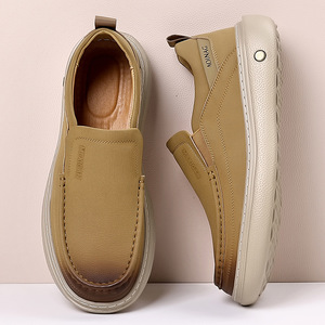 รองเท้าโลฟเฟอร์แบบสวมสำหรับผู้ชาย น้ำหนักเบา ระบายอากาศได้ดี ทำจากหนัง รองเท้าลำลอง ส้นเตี้ย พื้นยาง ผลิตที่เวินโจว - Product Image 1