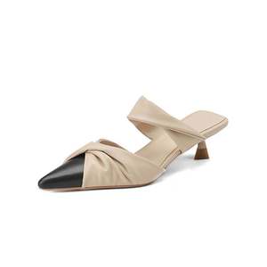Chaussures élégantes à bout pointu pour femmes Cialisa, chaussures de mode été automne, cuir véritable respirant, couleurs mélangées, talons mi-hauts de 4,5 cm, <span class=keywords><strong>mules</strong></span> - Product Image 2