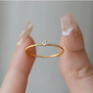Nabest Waterproof Stainless Steel 18K Gold Plated Rhinestone Rings Jewelry Minimalist Diamond Women Ring