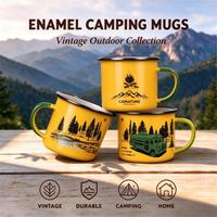 Mug en émail vintage style ancien, tasse en métal, vente en gros, vaisselle rétro en émail pour la maison et le camping en plein air