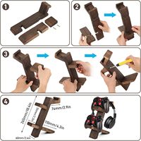 Support de manette de jeu universel à 2 niveaux en bambou, support de casque pour Xbox Series PS5 PS4
