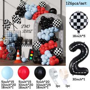 126 pièces voiture de course thème ballons arc guirlande Kit piste de course numéro feuille Globos fête d'anniversaire bébé douche décor - Product Image 3