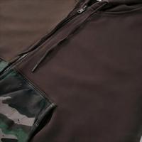 Sweat à capuche personnalisé pour homme en coton épais, patchwork, effet soleil, délavé, zippé, imprimé camouflage, délavé à l'acide, effet vieilli