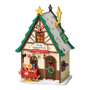 Robotime <span class=keywords><strong>Rolife</strong></span> US Warehouse Cadeaux de Noël DS036 Maison de Noël scintillante Jouets miniatures DIY Puzzles en bois 3D - Product Image 5