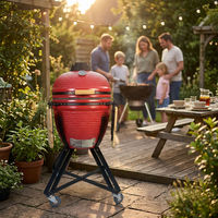 Fourneau Kamado en céramique de 23 pouces, style œuf, pour grillades, fumage, cuisson et rôtissage en extérieur, bleu