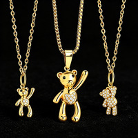 316L Edelstahl Zirkon Anhänger Halskette Trendige Gliederkette 18K Vergoldet Kleiner Glücksbringer Unisex Schmuck Großhandel