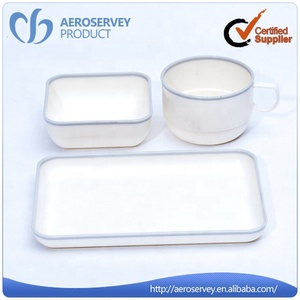 Ensemble de vaisselle en plastique pour le <span class=keywords><strong>service</strong></span> de repas en vol, vaisselle réutilisable et durable avec assiettes, bols et tasses - Product Image 6