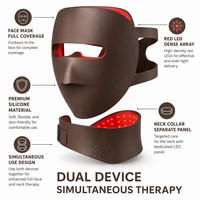 Masque facial et collier LED Photon en silicone de qualité alimentaire, double longueur d'onde rouge NIR, collagène anti-âge, luxe OEM
