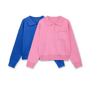 Pull en tricot à col polo pour femme, manches longues, avec poche poitrine, couleur unie, décontracté, pour le printemps - Product Image 3
