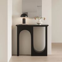Console d'entrée en bambou avec rangement pour couloirs étroits - Meuble de salon de luxe haut de gamme au design nordique et champêtre français