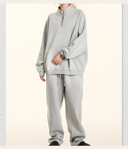 <strong>2</strong> Piece Jogging Suit Long Sleeve Fleece Tracksuits Men Half <strong>Zip</strong> <strong>Sweatshirt</strong> and Sweatpants Set - Product Image 6