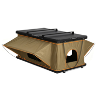 Tente de toit relevable standard avec porte-bagages et barre lumineuse LED, boîte d'alimentation USB supplémentaire, panneau solaire, tente à coque rigide