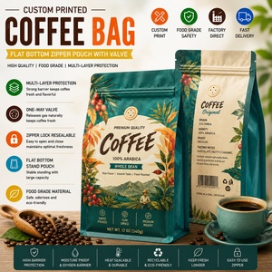 Bolsas de Café Personalizadas con Cierre Ziplock Cuadrado, Fondo Plano, Válvula y Fuelle Lateral, Impresas en Mylar, Resellables y con Base Estable - Product Image 1
