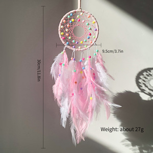 JIN PENG Acchiappasogni con Piume e Campanelli a Vento, Decorazione Moderna Intrecciata da Appendere allo Specchietto Retrovisore dell'Auto, per la Casa, Regalo per Lei - Product Image 5