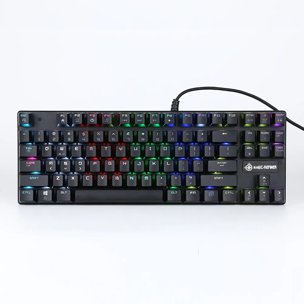 magic-refiner 1506 87 round square keys 10 colors backlight sweatproof mechanical keyboard for gamer