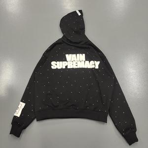 Hoodie Homme Coupe Boxy Personnalisée Effet Vieilli, Hoodie Découpé et Cousu, Lavage Acide, Pull Oversize, Hoodie Homme avec Appliques Strass et Patchwork - Product Image 2