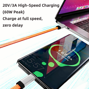 Cordon de téléphone portable avec câble de données Type-C, charge rapide 3A, 3-en-1, mains libres, remplace la sangle de sac, couleur vive - Product Image 6