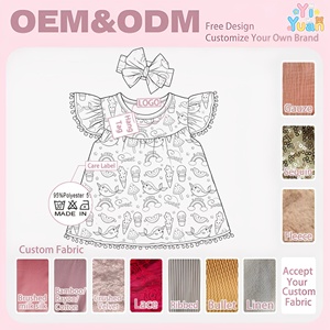 Conjunto de Vestido de Manga Corta con Pompones para Niñas Pequeñas, Lazo para el Cabello a Juego, Estampado Completo, Ropa Casual de Verano para Niños - Product Image 2