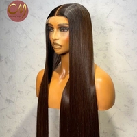 Perruque frontale en dentelle HD 13*4, cheveux naturels vietnamiens bruts, cheveux humains vierges avec cuticules alignées, lisses comme des baguettes, couleur marron
