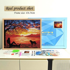 Kit de Peinture Diamant Paysage Coucher de Soleil avec Cadre, Perles Rondes, Art Imprimé DIY, Décoration Murale Forme Rectangulaire - Product Image 2