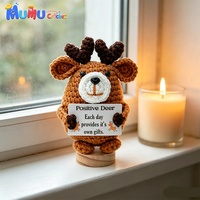 Ours en crochet fait main en coton laitier, poupée amigurumi avec carte positive, compagnon de bureau pour le soutien émotionnel, cadeau de remerciement pour les enseignants