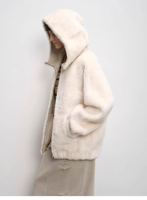 Veste à capuche à col roulé en laine mérinos polyvalente pour femmes Pull ample et chaud Trench en laine pour femmes pour l'hiver