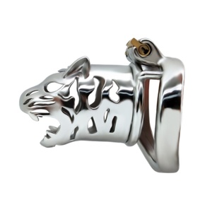 Cage de chasteté à succès avec extension tête de tigre en acier inoxydable 304, verrou de cage pour jeu adulte, cage à pénis pour homme - Product Image 2