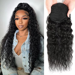 Afro Kinky <strong>Curly</strong> <strong>Hair</strong> Ponytail Extensions Clip in Drawstring Ponytail Human <strong>Hair</strong> Extensions Kinky <strong>Curly</strong> <strong>Hair</strong> <strong>Pieces</strong> - Product Image 3