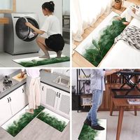 Tapis de cuisine anti-fatigue moderne et minimaliste à motif floral de 10 mm avec coussinets |   Tapis de cuisine antidérapant, lavable et imperméable, 2 pièces