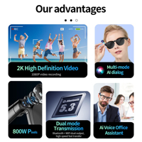 Kacamata Penerjemah Pintar CY01 Ai Assistant dengan Kamera 8MP, Mendukung Perekaman Foto/Video, Bluetooth, Dialog Chat GPT