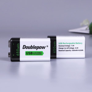 Doublepow 9V 650mAh <span class=keywords><strong>Micro</strong></span> USB C rechargeable 9V Lithium Ion Battery Pleine capacité 650mah 9v Lithium Ion Battery - Product Image 5