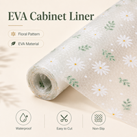 Tapis de protection transparent en EVA imprimé floral pour tiroirs et étagères, antidérapant, imperméable, facile à découper, pour rangement de cuisine