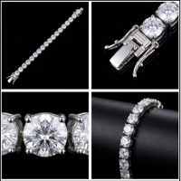Bracciale Tennis in Moissanite Argento 925, Catena Tennis in Moissanite, Bracciale GRA VVS D Colorato, Catena in Argento 925
