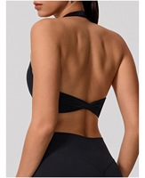 Soutien-gorge de sport européen et américain transfrontalier, dos nu, à découpe torsadée, avec coussinets rembourrés, sexy, pour le yoga et le Pilates, en Spandex/Nylon