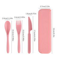 Ensemble de couverts de voyage portables Vaisselle de paille de blé durable avec étui comprenant fourchette cuillères couteau pour le camping