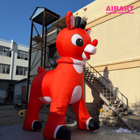 Mascotte gonflable géante personnalisée de cerf rouge de 5 m avec lumière LED pour la promotion d'événements