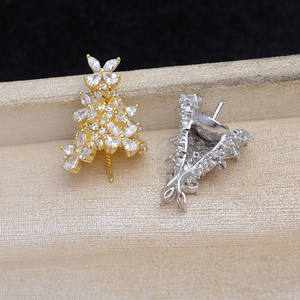 Accesorios de Plata 925 con Circonitas, Colgante de Árbol de Navidad de Lujo JG5885, Producto Semiterminado, 13-14 Bandejas para Joyería de Perlas - Product Image 3