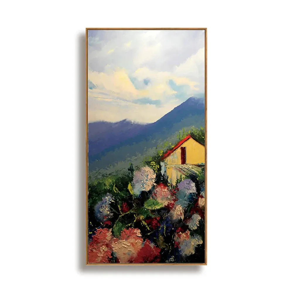 Pengalaman produsen penuh musim seni dinding rumah dekorasi kustom buatan tangan lukisan minyak Musim Semi pemandangan kanvas bunga