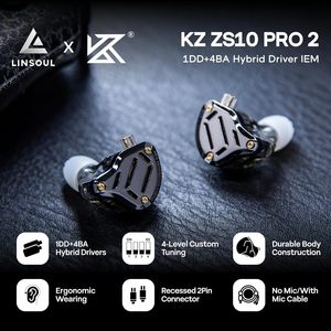 <span class=keywords><strong>KZ</strong></span> ZS10 PRO 2 Auriculares Intrauditivos IEM 1DD+4BA Híbridos con Cable para Juegos - Product Image 2