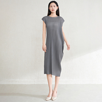 Vente directe d'usine de haute qualité été Design nouveau style Miyake robe plissée dames décontracté Polyester tissu Slim Fit robe